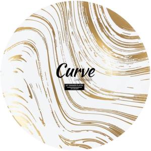 PARTY BARGAINS 10″ Curve Collection Disposable Dinner Plates – 10 Pack, Heavy Duty White Gold Curve Elegant Tableware Dish Plates for Banquets, Catering, and Formal Events