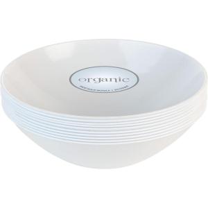 PARTY BARGAINS 16oz Disposable Organic Collection Round Bowls, 20 Pack, White, Elegant Plastic Dish Bowl Containers, Dishware for Storing, Serving Snacks, Desserts, Fruits, Appetizers