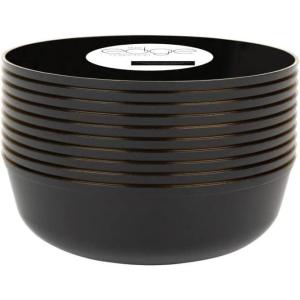 PARTY BARGAINS 16oz Edge Collection Disposable Bowls, 10 Pack, Pink, Round Plastic Bowls for Mixing, Serving, and Storing Foods, Salads, Desserts(Black & Gold Rim)