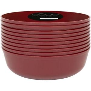 PARTY BARGAINS 16oz Edge Collection Disposable Bowls, 10 Pack, Pink, Round Plastic Bowls for Mixing, Serving, and Storing Foods, Salads, Desserts(Cranberry Red)