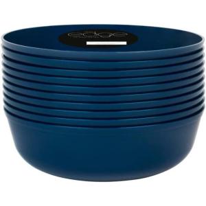 PARTY BARGAINS 16oz Edge Collection Disposable Bowls, 10 Pack, Pink, Round Plastic Bowls for Mixing, Serving, and Storing Foods, Salads, Desserts(Navy Blue)