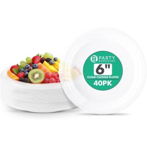 PARTY BARGAINS 6 Inch Disposable Black Plastic Plates (200 Pack) Microwave Safe Dinnerware(Clear)