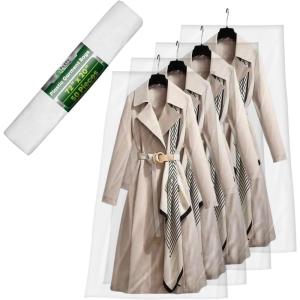 PARTY BARGAINS 60 x 20 Inch Disposable Clear Garment Bags, 50 Pack – Heavy-Duty Plastic Clothes Covers for Suits Dresses Coats, Closet & Travel(72 x 20 IN)