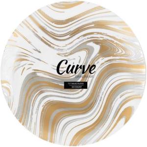 PARTY BARGAINS 7.5″ Curve Collection Disposable Dinner Plates – 10 Pack, Heavy Duty Silver Gold Curve Elegant Tableware Dish Plates for Banquets, Catering, and Formal Events