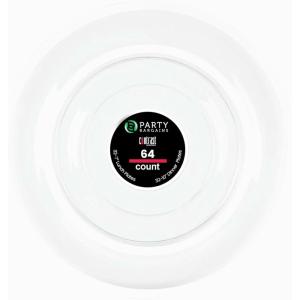PARTY BARGAINS Disposable Plastic Plates – Contrast Collection, Clear with Gold Rim – 64 Plates (7in Appetizer & 10in Dinner Plates, 32 Each) – Elegant Party Plates for Events and Catering(Clear White Rim)