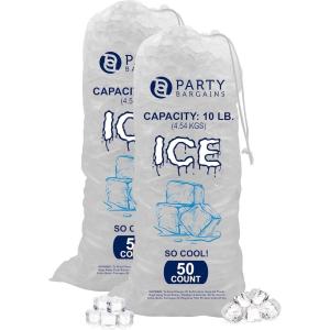 Party Bargains 10 lb Plastic Drawstring Ice Bags 1000 Count 20″ x 12″ Durable Heavy Duty Ice Storage Bags for Parties Catering Coolers Outdoor Events(100)