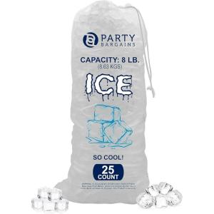 Party Bargains 10 lb Plastic Drawstring Ice Bags 1000 Count 20″ x 12″ Durable Heavy Duty Ice Storage Bags for Parties Catering Coolers Outdoor Events(25)