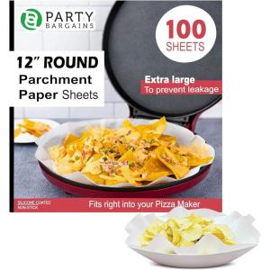 Party Bargains 12″ Round Parchment Paper Sheets for Baking & Cooking – 200 Non-Stick Oven Safe Liners for Cake Pans Roasting & Cookies(12 Inches)
