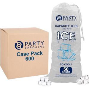 Party Bargains 8 lb Plastic Drawstring Ice Bags 19″x11″ (600 Count)