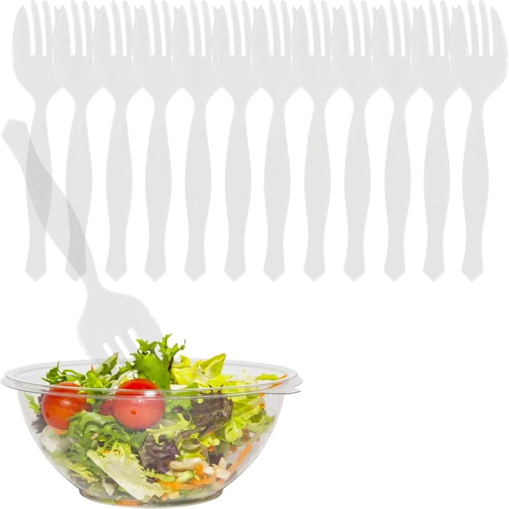 imagePARTY BARGAINS 87 Inches Plastic Serving Forks 12 Pack Premium Quality amp HeavyDuty Clear Plastic Serving Fork for Serving Salads Buffets amp Food for Parties