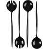Party Bargains Disposable Novelty Serving Spoon & Spork, 8 Pack, White Plastic Kitchen Serveware Utensils for Buffet, Catering, Wedding, Birthday, Party(Black)