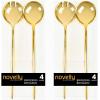 Party Bargains Disposable Novelty Serving Spoon & Spork, 8 Pack, White Plastic Kitchen Serveware Utensils for Buffet, Catering, Wedding, Birthday, Party(Gold)