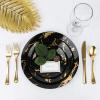 PARTY BARGAINS 6″ Gold Stroke Collection Disposable Bread n Butter Plates, 10 Pack, Black Plastic Table Setting Plates, Excellent Dinnerware for Banquet, Formal Events