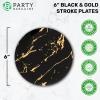 PARTY BARGAINS 6″ Gold Stroke Collection Disposable Bread n Butter Plates, 10 Pack, Black Plastic Table Setting Plates, Excellent Dinnerware for Banquet, Formal Events