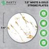 PARTY BARGAINS 7.5″ Gold Stroke Collection Disposable Lunch Plates, 10 Pack, White Plastic Table Setting Plates, Excellent Dinnerware for Banquet, Formal Events