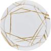 PARTY BARGAINS 7.5″ & 10″ Combo Disposable Brush Strokes Collection Salad & Dinner Plates, 64 Pack, White Plate/Gold Brush, Plastic Dinnerware Plates, Perfect for Banquet, Formal Events