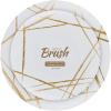 PARTY BARGAINS 7.5″ & 10″ Combo Disposable Brush Strokes Collection Salad & Dinner Plates, 64 Pack, White Plate/Gold Brush, Plastic Dinnerware Plates, Perfect for Banquet, Formal Events