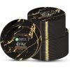PARTY BARGAINS 7.5″ & 10″ Gold Stroke Collection Disposable Lunch & Dinner Plates Combo, 64 Pack, Black Plastic Table Setting Plates, Excellent Dinnerware for Banquet, Formal Events