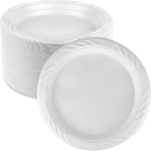 Blue Sky 100 Count Disposable Plastic Plates, 7″, White