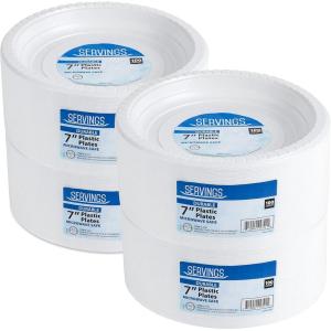 Blue Sky 7 Inch White Plastic Plates – [400 Count] Disposable Plastic Plates, Microwave Safe, Perfect for Birthday Parties, Weddings, Banquets, Picnics, and Everyday Use