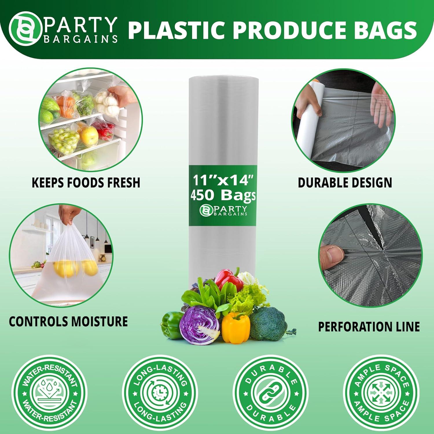 imageParty Bargains 10 X 15 Plastic Unprinted Produce Bag on a Roll Bread and Grocery Clear Bag 450 Bags11 x 14 Inches