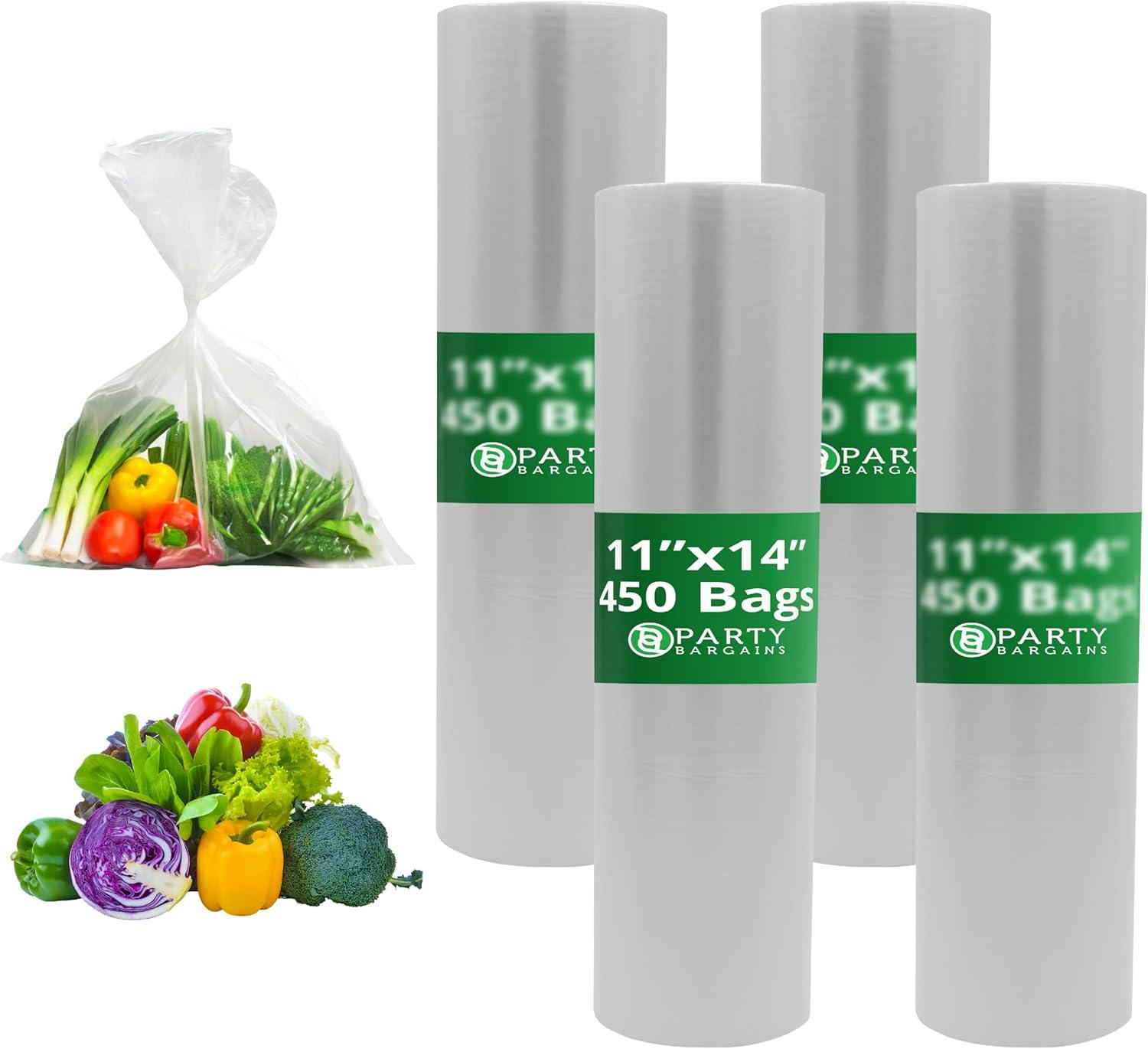 imageParty Bargains 10 X 15 Plastic Unprinted Produce Bag on a Roll Bread and Grocery Clear Bag 450 Bags11 x 14 Inches
