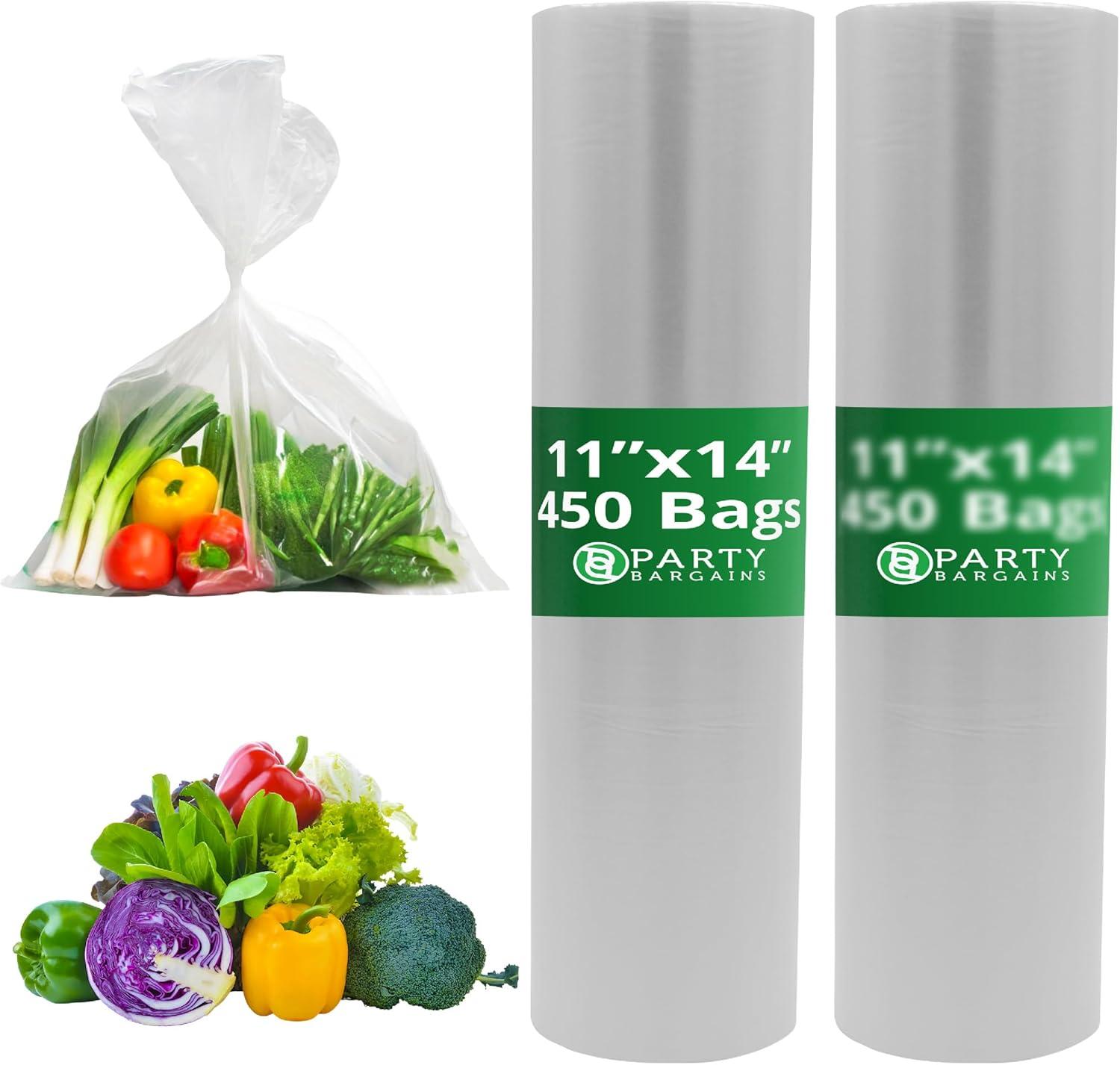imageParty Bargains 10 X 15 Plastic Unprinted Produce Bag on a Roll Bread and Grocery Clear Bag 450 Bags11 x 14 Inches