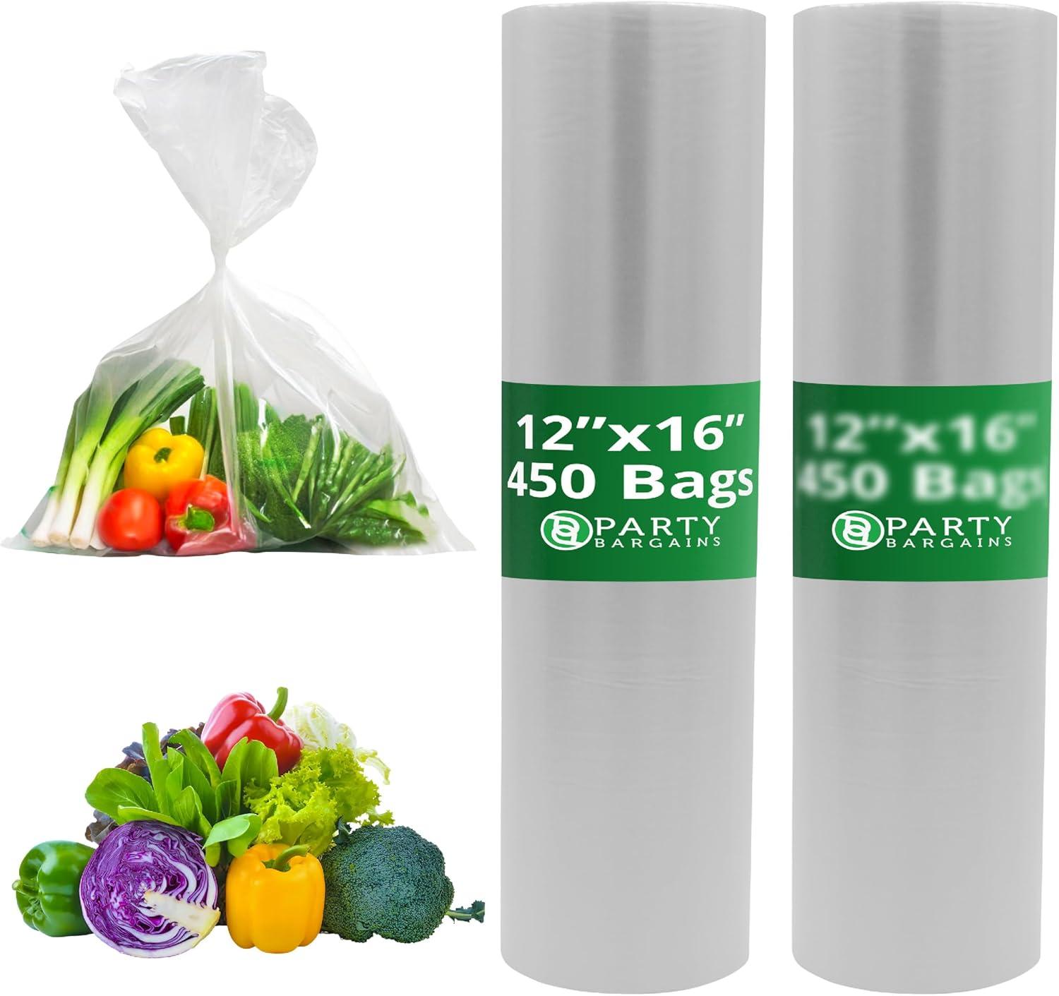 imageParty Bargains 10 X 15 Plastic Unprinted Produce Bag on a Roll Bread and Grocery Clear Bag 450 Bags12 x 16 Inches