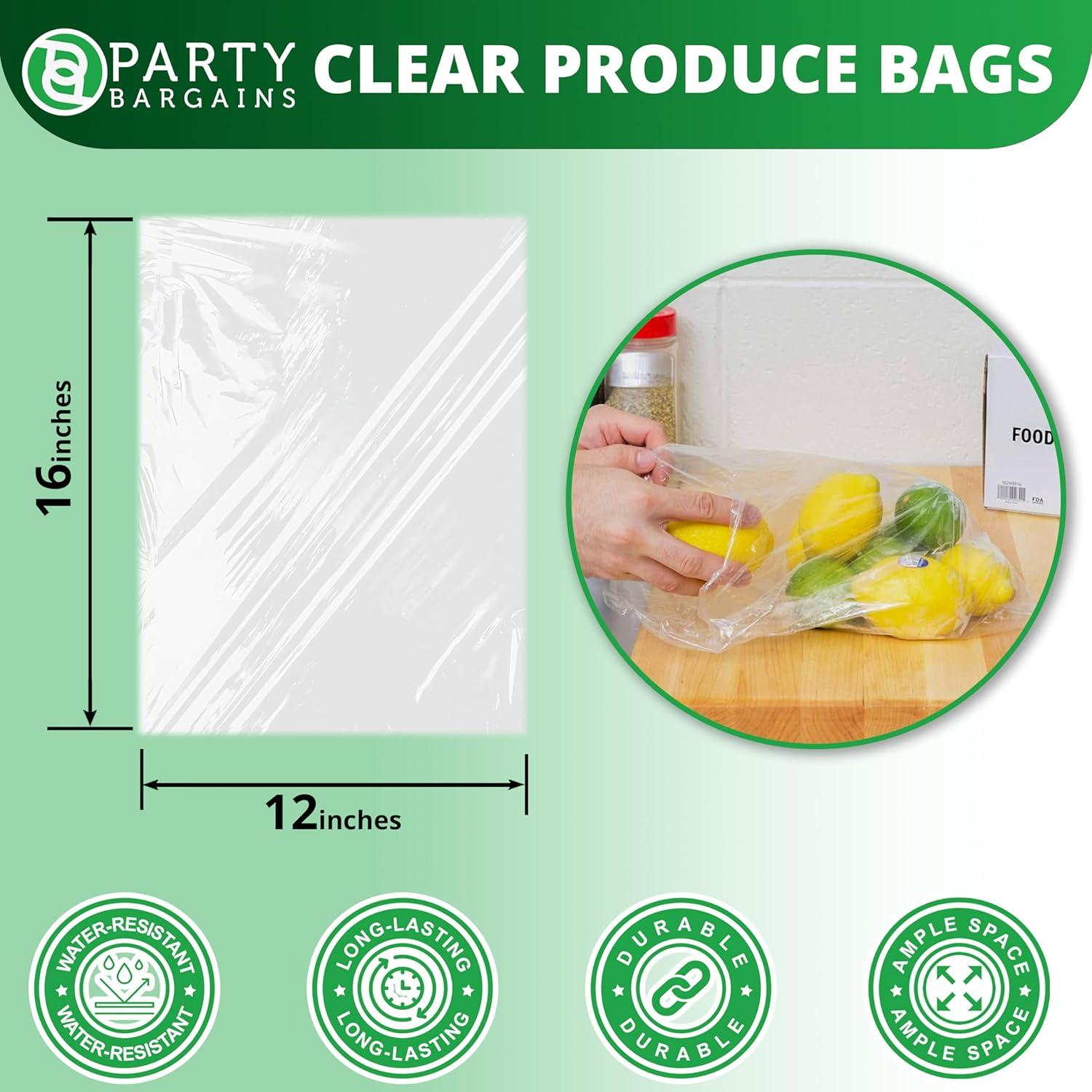 imageParty Bargains 10 X 15 Plastic Unprinted Produce Bag on a Roll Bread and Grocery Clear Bag 450 Bags12 x 16 Inches