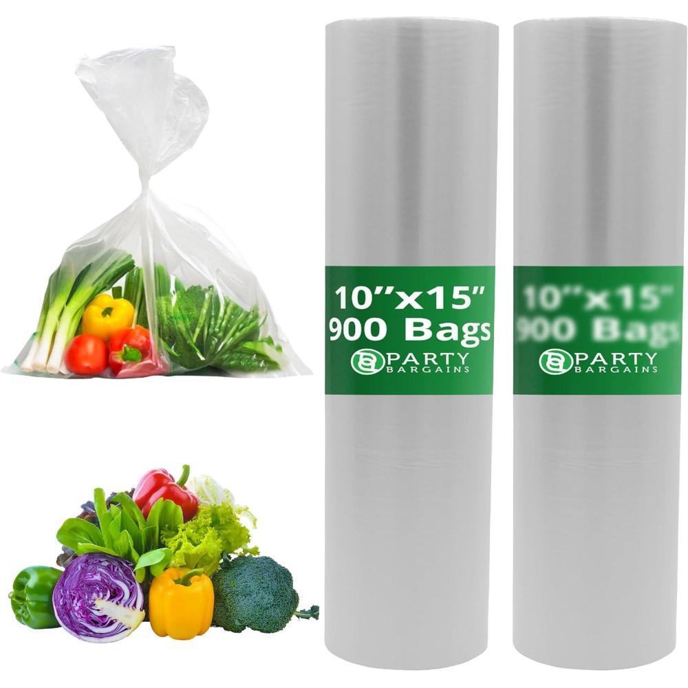 imagePARTY BARGAINS 15 X 10 Clear Produce Bag  450 Bags on a Roll Durable Plastic Grocery Bags for Food Bread Pastries Fruits Vegetables15 x 10 Inches 900 Bags