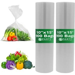 PARTY BARGAINS 15″ X 10″ Clear Produce Bag – 450 Bags on a Roll, Durable Plastic Grocery Bags for Food, Bread, Pastries, Fruits, Vegetables(15 x 10 Inches 900 Bags)