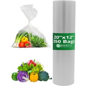 Party Bargains 10″ X 15″ Plastic Unprinted Produce Bag on a Roll, Bread and Grocery Clear Bag, 450 Bags(20 x 12 Inches)