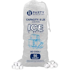 Party Bargains 15 lb Plastic Drawstring Ice Bags 600 Count 24″ x 14″ Durable Heavy Duty Ice Storage Bags for Parties Catering Coolers Outdoor Events(1)