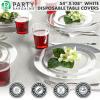 PARTY BARGAINS Disposable Table Covers, 54 x 108 Inch, Purple, 3-Ply Paper & Plastic Spill-Resistant Party Tablecloths, 5 Pack(A White)