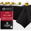 PARTY BARGAINS Disposable Table Covers, 54 x 108 Inch, Purple, 3-Ply Paper & Plastic Spill-Resistant Party Tablecloths, 5 Pack(Black)