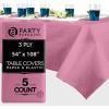 PARTY BARGAINS Disposable Table Covers, 54 x 108 Inch, Purple, 3-Ply Paper & Plastic Spill-Resistant Party Tablecloths, 5 Pack(Pink)