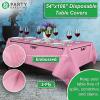 PARTY BARGAINS Disposable Table Covers, 54 x 108 Inch, Purple, 3-Ply Paper & Plastic Spill-Resistant Party Tablecloths, 5 Pack(Pink)