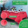 PARTY BARGAINS Disposable Table Covers, 54 x 108 Inch, Purple, 3-Ply Paper & Plastic Spill-Resistant Party Tablecloths, 5 Pack(Real-red)