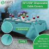 PARTY BARGAINS Disposable Table Covers, 54 x 108 Inch, Purple, 3-Ply Paper & Plastic Spill-Resistant Party Tablecloths, 5 Pack(Turquoise)