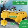 PARTY BARGAINS Disposable Table Covers, 54 x 108 Inch, Purple, 3-Ply Paper & Plastic Spill-Resistant Party Tablecloths, 5 Pack(Yellow)