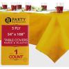 PARTY BARGAINS Disposable Table Covers, 54 x 108 Inch, Purple, 3-Ply Paper & Plastic Spill-Resistant Party Tablecloths, 5 Pack(Yellow)