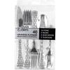 PARTY BARGAINS Hammered Gold Plastic Cutlery Set 40-Piece – Heavy Duty Flatware Utensils Forks Spoons Knives Teaspoons for Parties Events Weddings Catering(Silver)
