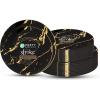 PARTY BARGAINS 7.5″ & 10″ Gold Stroke Collection Disposable Lunch & Dinner Plates Combo, 32 Pack, Black Plastic Table Setting Plates, Excellent Dinnerware for Banquet, Formal Events