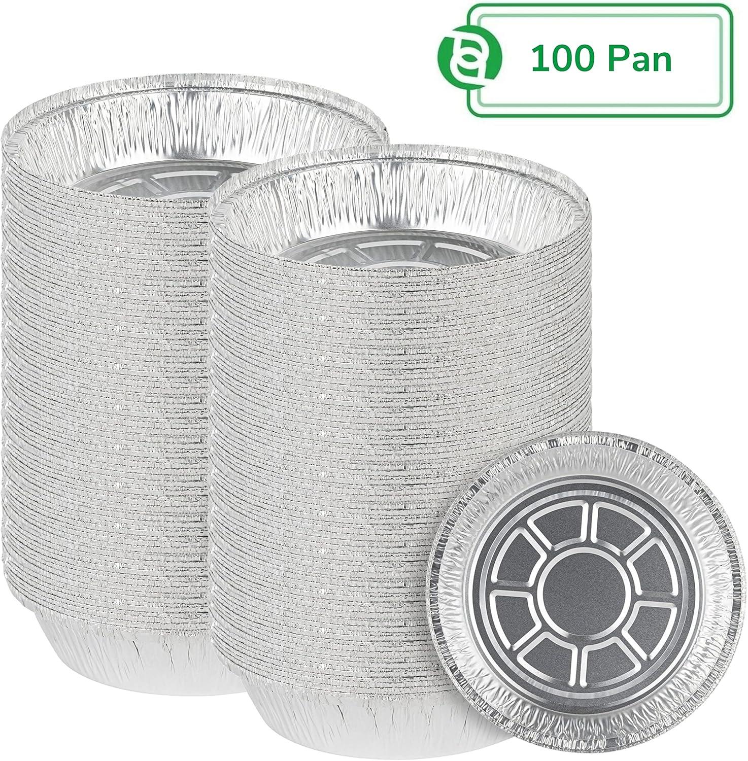 imagePARTY BARGAINS 9Inch Round Heavy Duty Disposable Aluminum Pans 80 Pack Lids not included For Baking Roasting BBQ Perfect for Kitchen Takeout Food Catering Picnic Camping Max 240C7 Inch