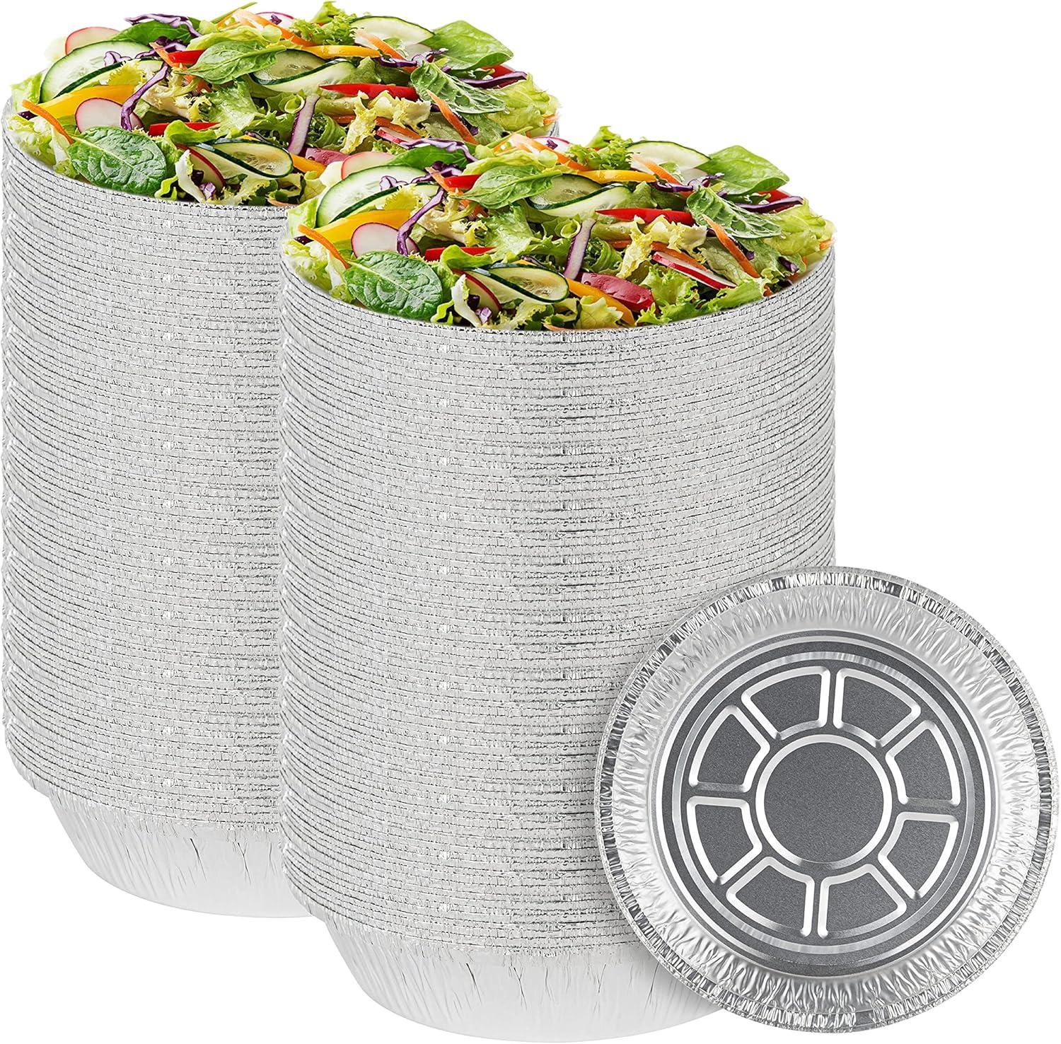 imagePARTY BARGAINS 9Inch Round Heavy Duty Disposable Aluminum Pans 80 Pack Lids not included For Baking Roasting BBQ Perfect for Kitchen Takeout Food Catering Picnic Camping Max 240C9 Inch