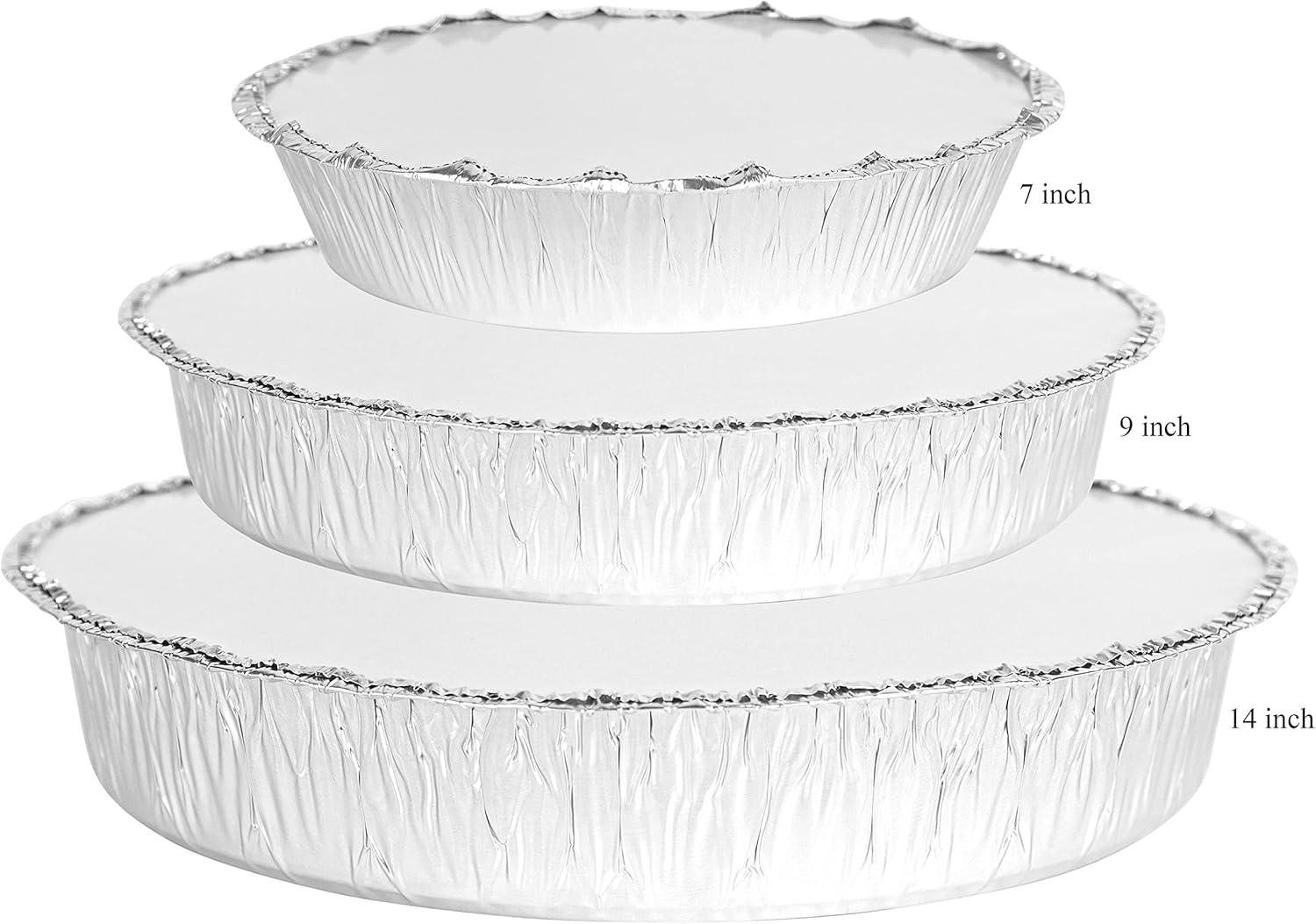 imagePARTY BARGAINS 9Inch Round Heavy Duty Disposable Aluminum Pans 80 Pack Lids not included For Baking Roasting BBQ Perfect for Kitchen Takeout Food Catering Picnic Camping Max 240C7 Inch
