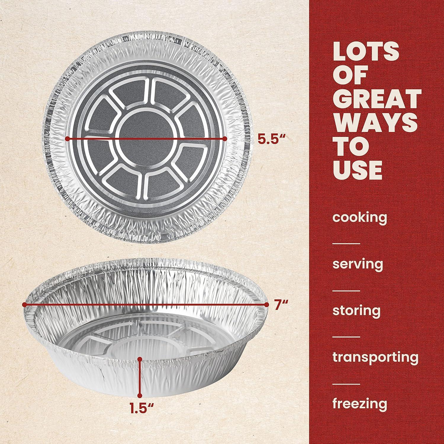 imagePARTY BARGAINS 9Inch Round Heavy Duty Disposable Aluminum Pans 80 Pack Lids not included For Baking Roasting BBQ Perfect for Kitchen Takeout Food Catering Picnic Camping Max 240C7 Inch