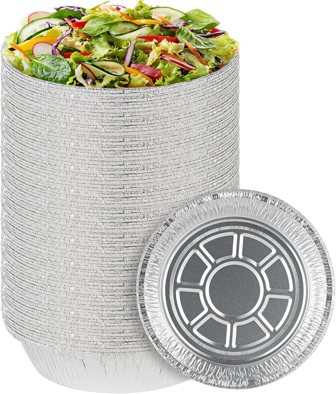 imagePARTY BARGAINS 9Inch Round Heavy Duty Disposable Aluminum Pans 80 Pack Lids not included For Baking Roasting BBQ Perfect for Kitchen Takeout Food Catering Picnic Camping Max 240C9 Inch