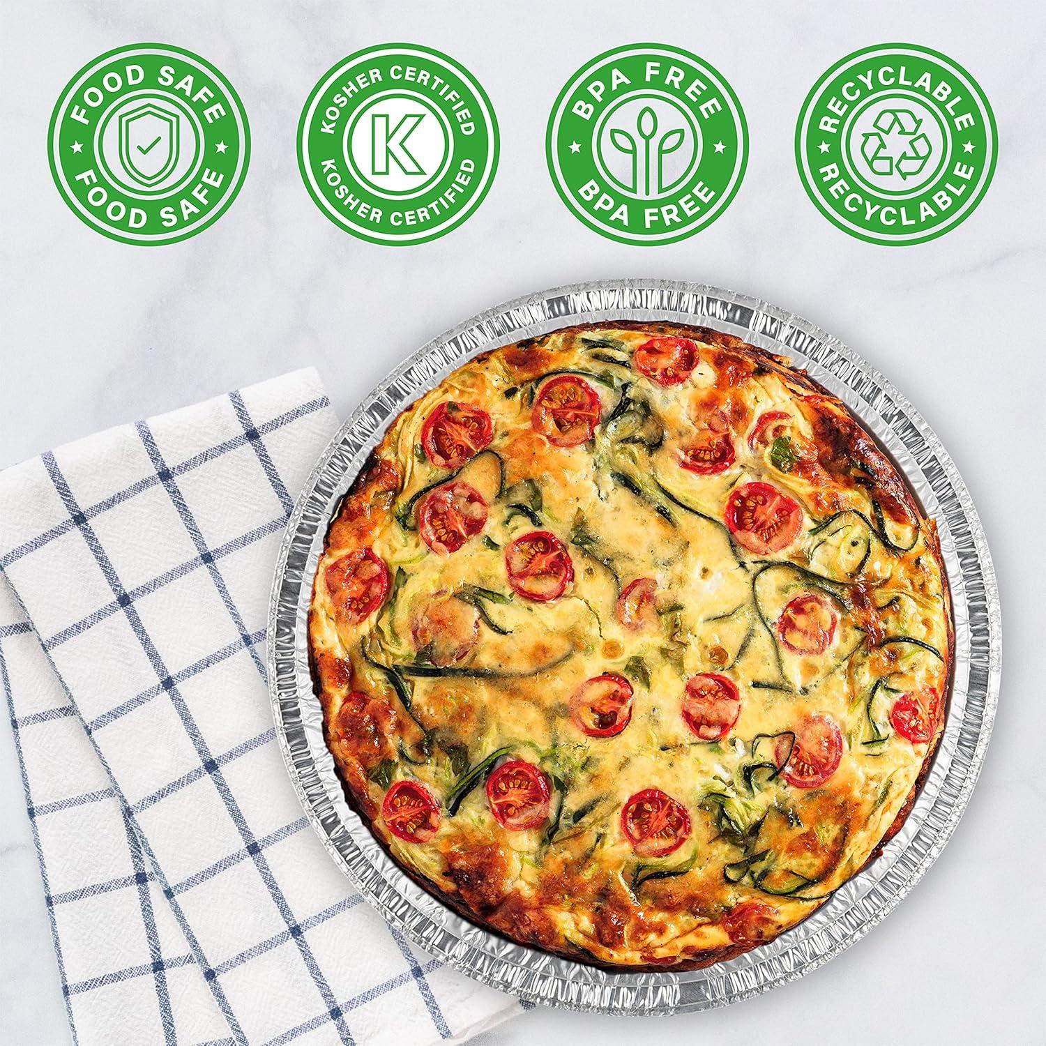 imagePARTY BARGAINS 9Inch Round Heavy Duty Disposable Aluminum Pans 80 Pack Lids not included For Baking Roasting BBQ Perfect for Kitchen Takeout Food Catering Picnic Camping Max 240C9 Inch
