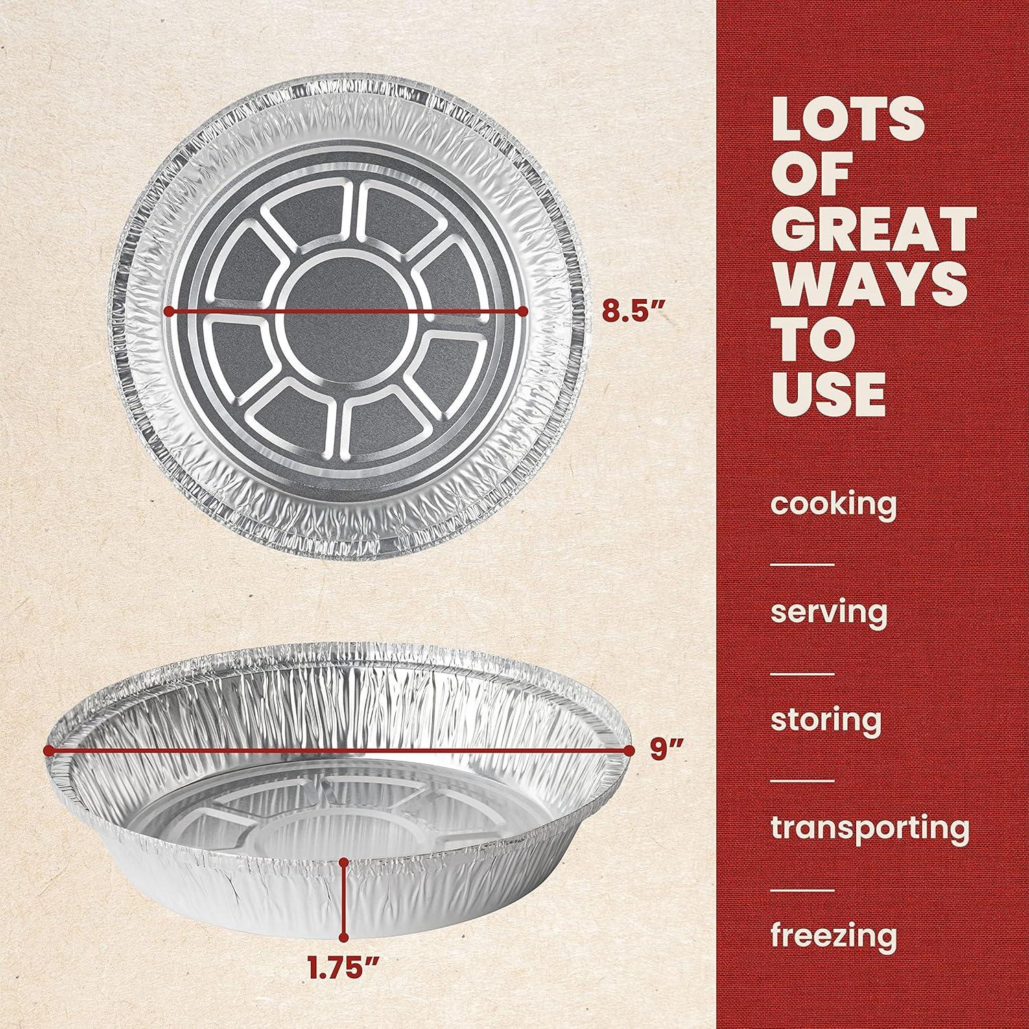 imagePARTY BARGAINS 9Inch Round Heavy Duty Disposable Aluminum Pans 80 Pack Lids not included For Baking Roasting BBQ Perfect for Kitchen Takeout Food Catering Picnic Camping Max 240C9 Inch